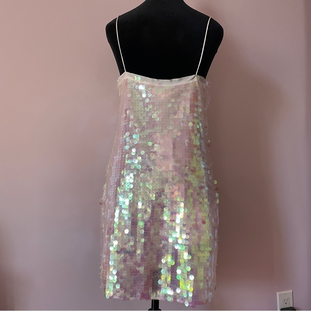 NEW! LoveShackFancy- Kumi Sequin Statement Dress Pink Iridescent Size Small - Picture 12 of 16